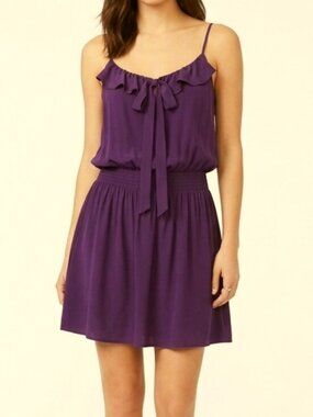 Parker Spaghetti Strap Silk Ruffle Front Racer Back Mini Dress- Sz. Sm